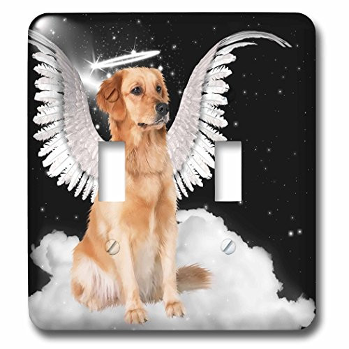 3dRose lsp_62894_2 Golden Retriever Angel Dog Sitting on a Cloud with a cute Halo and Angel Wings Double Toggle Switch