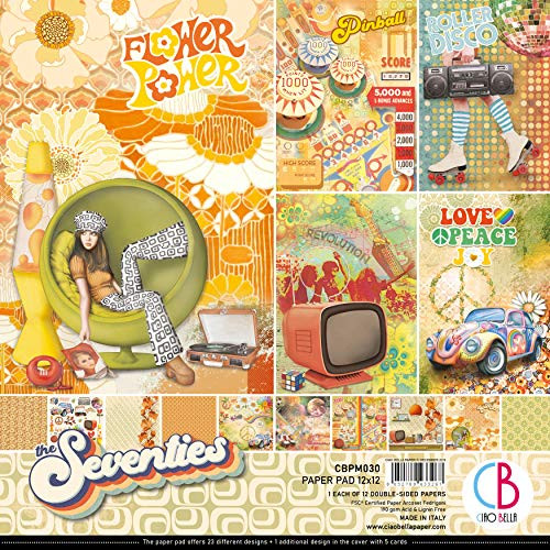 CIAO BELLA PAPER PAPER PACK 12X12 12PK, The Seventies, 12 Designs/1 Each