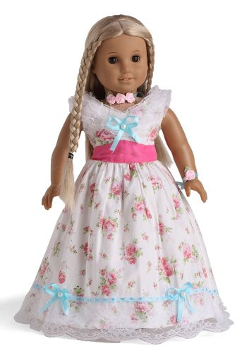 sweet dolly Doll Clothes Historical Costume Floral Dress Fits 18 Inches American Girl Dolls