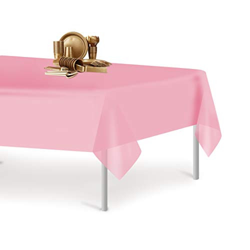 Pink 12 Pack Premium Disposable Plastic Tablecloth 54 Inch. x 108 Inch. Rectangle Table Cover By Grandipity