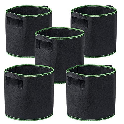 Garden4Ever 5-Pack 3 Gallon Grow Bags Heavy Duty Container Thickened Nonwoven Fabric Plant Pots with Handles