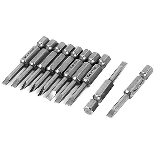 uxcell Hex Shank 50mm Long 4mm Tip Magnetic Slotted Screwdriver Bit 10pcs