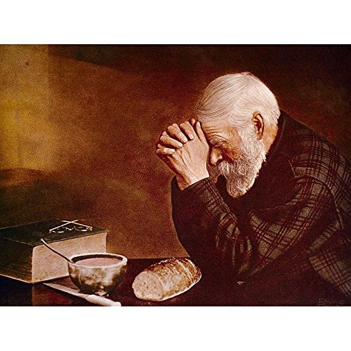 Dicksons Praying Wise Man with Bible and Lunch Golden Hue 7.5 x 10 Wood Wall Sign Plaque