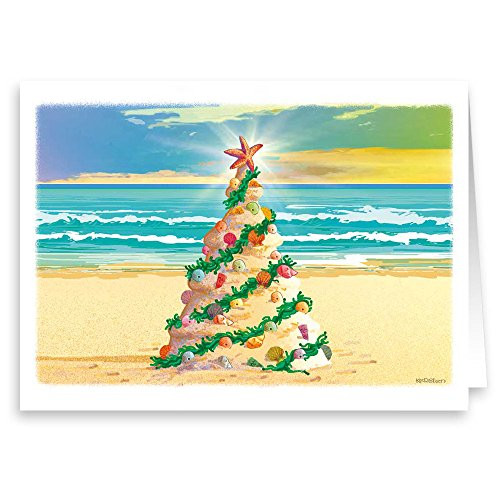 Beach Christmas Tree - Beach Theme Christmas Card 18 Cards & Envelopes