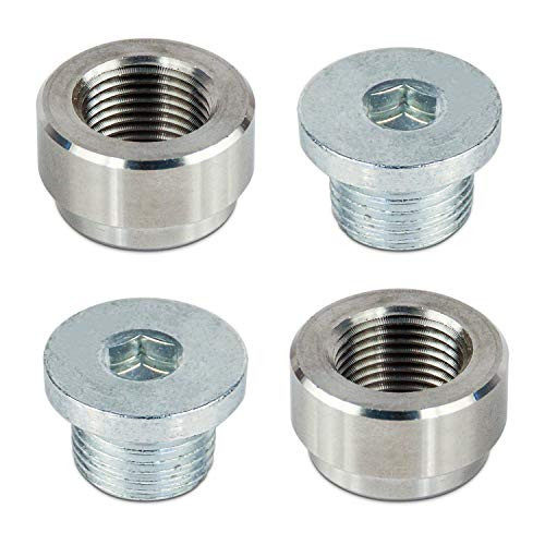 LEDAUT O2 Oxygen Sensor Mounting Boss And Plugs (2 Bungs/ 2 Plugs) Oxygen Sensor Fitting Bungs M18X1.5