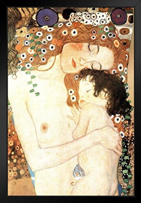 Gustav Klimt Mother and Child Art Print Black Wood Framed Poster 14x20 Gustav Klimt Mother and Child Art Print Black Wood Framed Poster 14x20