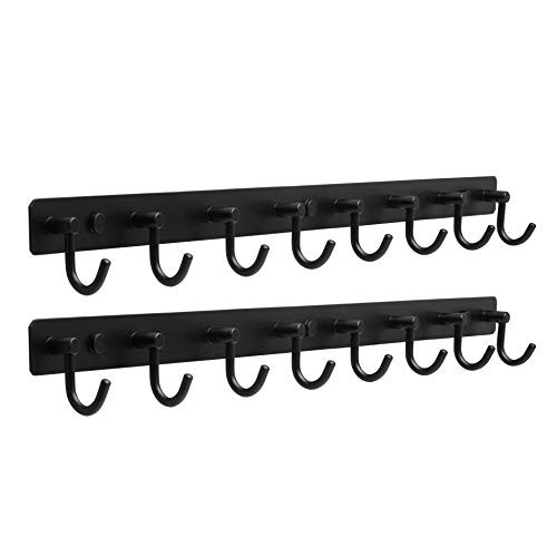 WEBI Coat Rack Wall Mounted,8 Hooks for Hanging Coats,Long Coat Hanger Wall,Coat Hooks Wall Mounted,Jacket Hook,Hook Rack for Coats,Clothes,Hats,Black