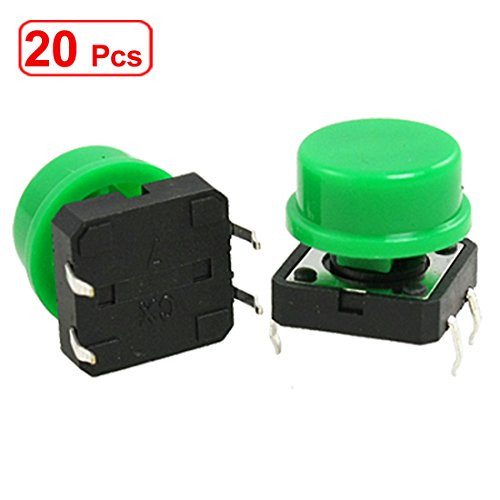Uxcell 4-Pin DIP Momentary Tact/Push Button Switch, 12 x 12 x 12mm