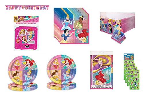 party bundle Princess Birthday Party Supplies Bundle for 16 includes Plates, Napkins, Table Cover Birthday Banner Stickers