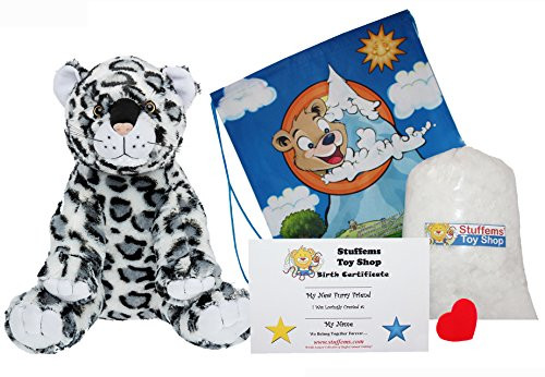 Make Your Own Stuffed Animal 16" Snow Leopard - No Sew - Kit with Cute Backpack!