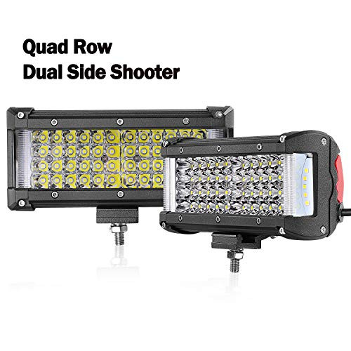 DJI 4X4 Side Shooter LED Pods, 2Pcs 7 Inch 232W Quad Row LED Light Bar Off Road Driving Lights OSRAM Spot Flood Combo Work Light Fog Lamps Waterproof