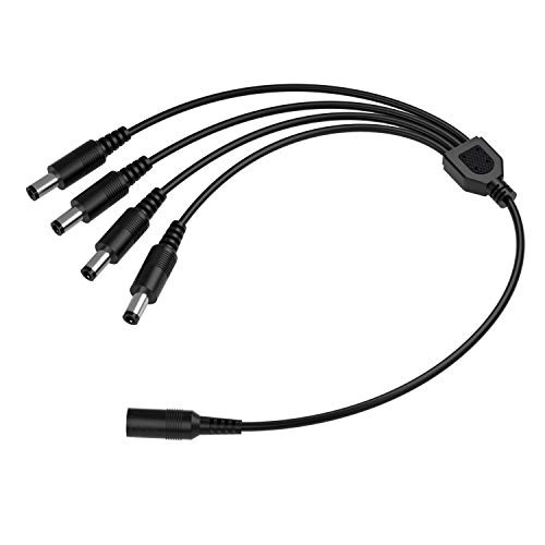 Anlapus ASP-1T4-B DC 1 Female to 4 Male Power Splitter Cable 5.5mm x 2.1mm for CCTV Security Camera System Black