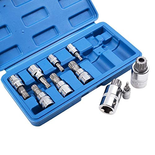 GOFLAME Bit Socket Set 10 PC 12 Point MM Triple Square Universal SAE and Metric Kit Spline Tamper Proof, Allen Socket Bit,Hex Socket Set