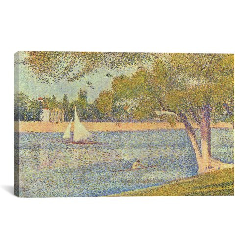 iCanvasART Banks of Seine 'Seine at Grande Jatte' 'Die Seine an Der Grand Jatte Fruhling' Canvas Art Print by Georges Seurat, 18 by 12-Inch