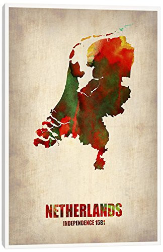 iCanvasART Netherlands Watercolor Map Naxart Canvas Print, 18" x 12"