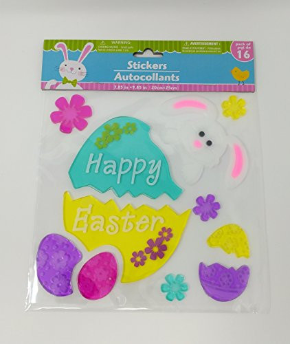 Happy Easter 16 Piece Stickers Window Gel Cling Decor Decoration Egg Bunny