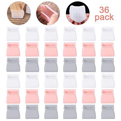 Moguer 36Pcs Furniture Silicon Protection Square Furniture Feet Chair Leg Caps Floor Protectors Silicone Legs Prevents Scratches and Noise