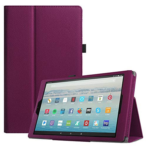 TDA Amazon Fire HD 10 Tablet Case, Slim-Fit Auto Sleep/Wake PU Leather Folio Cover Stand Case for Amazon Fire HD 10 (9th Generation) 2019 Released (Pu
