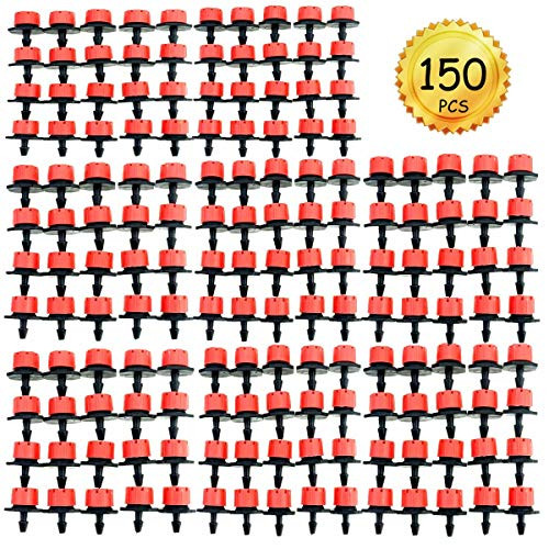 Heatoe 150 Pcs Adjustable Irrigation Drippers Watering Sprinklers Drip Emitters Micro Drip Head Micro Drippers Anti-Clogging Watering System for Garde