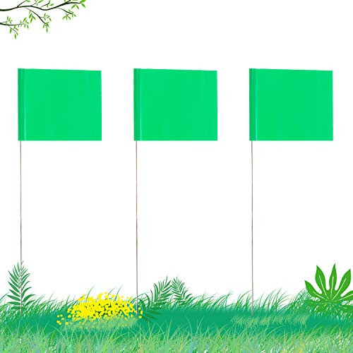 AIEX 2 X 3 42pcs Marking Flags with 13.8inch Steel Pole Vinyl Stake Flag for Industrial, Underground Utilities, Sewers, Landscaping, Surveying, Pet Bo
