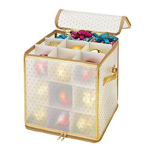 Simplify Ornament Storage Box/Plastic - Decorative Organizer - Storage Bin - Gold - 27 Counts - L12 x W12 x H12