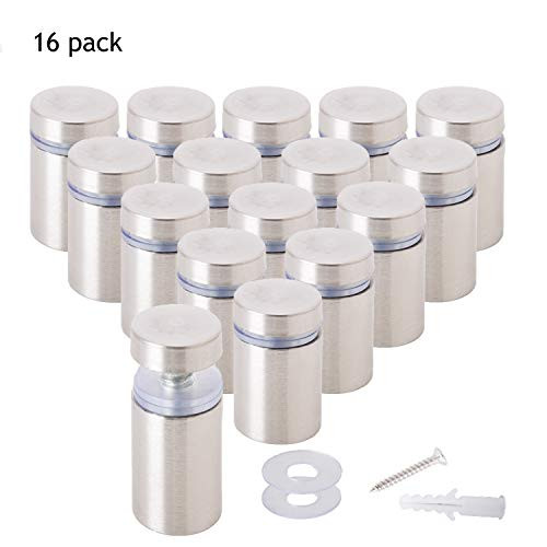 Osring 16pcs Wall Standoffs Holder 3/5 x 1-1/5 Inch Sign Standoff Mounting Hardware, Stainless Steel Standoff Screws for Picture Acrylic Display, Blac