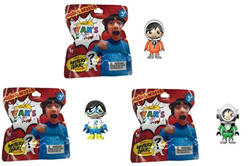 RYAN'S WORLD 3 Pack Figurine Surprise Pack - Includes 3 Random Characters from Ryan's Toy Review