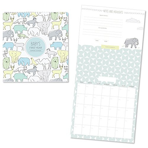 C.R. Gibson Animal Themed First Year Calendar for Babies and Newborns by DwellStudio, 11" x 18"