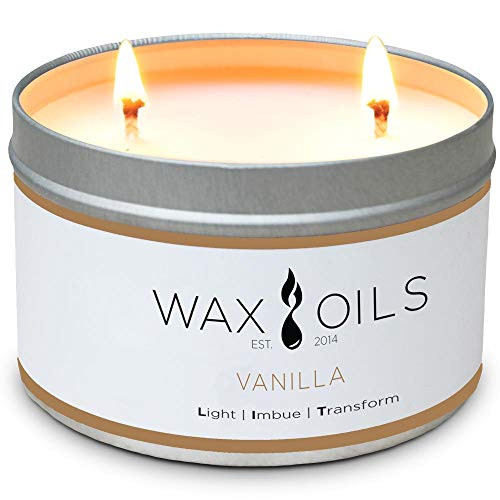 Wax and Oils Soy Wax Aromatherapy Scented Candles (Vanilla) 16 Oz.