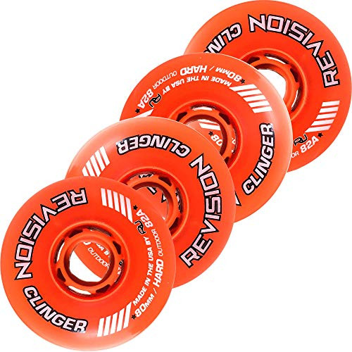 Revision Clinger Outdoor Inline Roller Hockey Wheels - 82A - 72mm 4 Pack - Orange