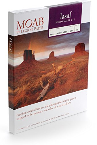 Moab Lasal Photo Matte, Double Sided, Bright White Archival Inkjet Paper, 235gsm, 8.5" x 11", 50 Sheets
