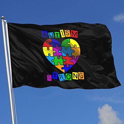 YAKER Autism Heart Puzzle Autism Awareness Flags 3x5 Foot Banner 3X5 Ft Polyester Banner Flags