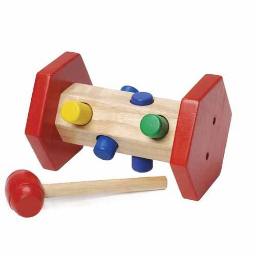 Constructive Playthings 7" L. x 5" diam. Wooden Pound & Turn Pounding Bench for Ages 18 Months and Up