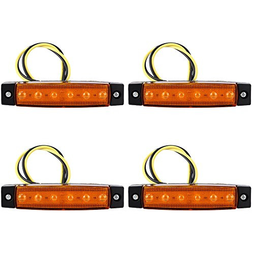 Zimo 4x 6 LED Bus Van Truck Trailer Side Marker Indicators Lights Lamp Yellow 12v