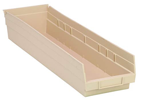 Quantum Storage Systems K-QSB106IV-6 Economy Plastic Shelf Bins, 23-5/8" x 6-5/8" x 4", Ivory (Pack of 6)