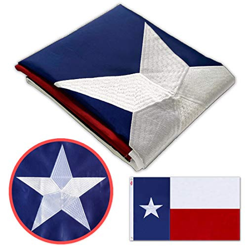 Winbee Embroidered Texas State Flag 3x5 Ft - Embroidered Stars, Heavy Duty Long Lasting Nylon, Sewn Stripes, Brass Grommets and UV Protected, 3 by 5 U Winbee Embroidered Texas State Flag 3x5 Ft - Embroidered Stars, Heavy Duty Long Lasting Nylon, Sewn Stripes, Brass Grommets and UV Protected, 3 by 5 U