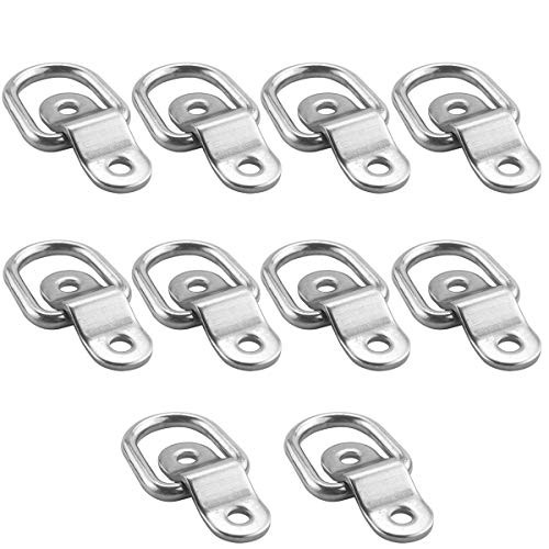 TooTaci 10 Pack D Ring Tie Downs, 1/4 Heavy Duty Tie Down D- Rings Anchor Lashing Ring with Mounting Bracket for Loads on Boats,Trailers Trucks RV,Flo