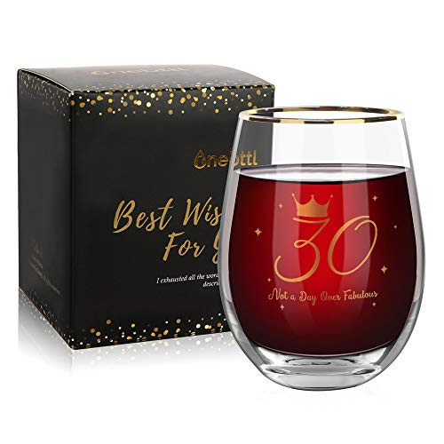 Onebttl 30th Birthday Wine Glass For Women - 17oz Wine Glass - 30 Not A Day Over Fabulous - Unique Birthday Ideas For Turning 30, Thirty Years Old Pre Onebttl 30th Birthday Wine Glass For Women - 17oz Wine Glass - 30 Not A Day Over Fabulous - Unique Birthday Ideas For Turning 30, Thirty Years Old Pre