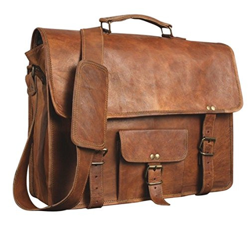 Leather Genuine Men's Auth Real Leather Messenger Laptop Briefcase Satchel Mens Bag (11X15)