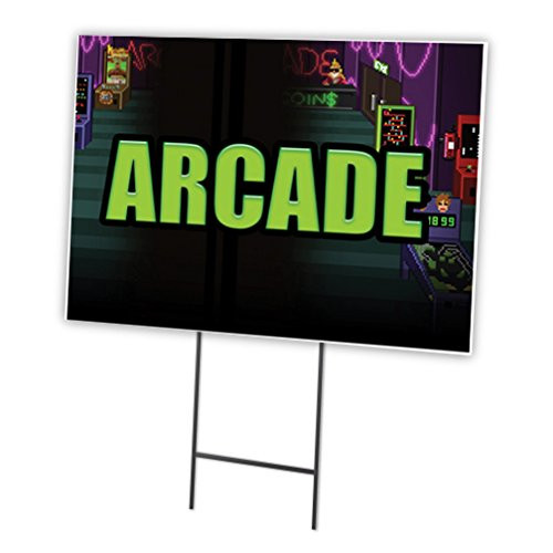 Arcade 18"x24" Yard Sign & Stake Outdoor Plastic coroplast Window