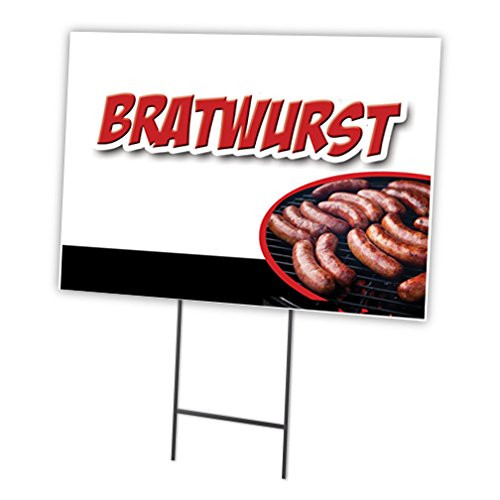 Bratwurst 18"x24" Yard Sign & Stake Outdoor Plastic coroplast Window