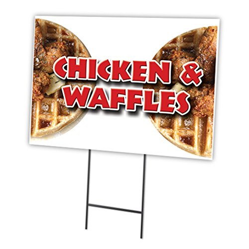 Chicken & Waffles 18"x24" Yard Sign & Stake Outdoor Plastic coroplast Window