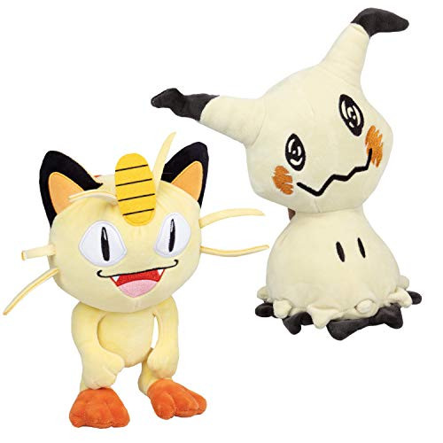 Pok?n 8" Meowth and Mimikyu Plush Stuffed Animal Toys, Set of 2 - Sun and Moon Team Rocket