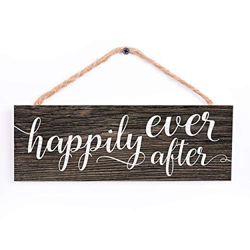 P. Graham Dunn Happily Ever After Wood Grain 10 x 3.4 Pine Wood String Sign