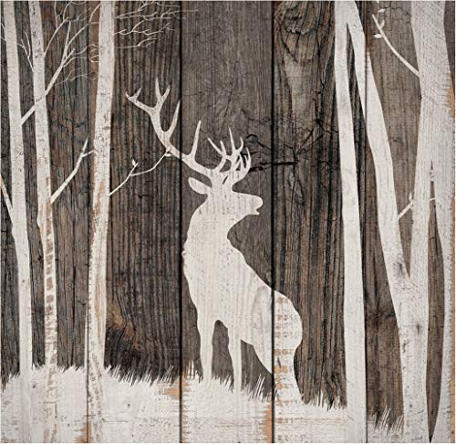 P. Graham Dunn Deer in Woods Dark Distressed 17.5 x 17 Wood Pallet Wall Plaque Sign