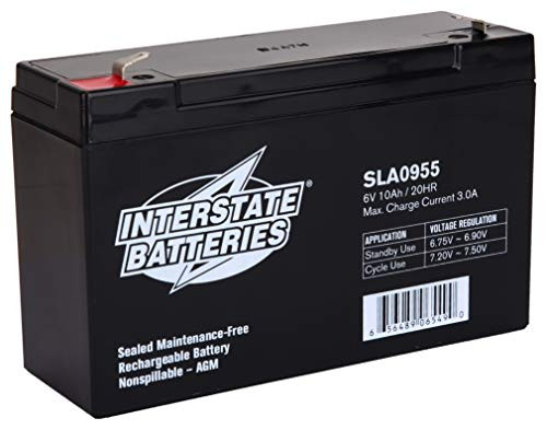 Interstate Batteries 6V 10AH SLA / AGM battery - .187 Faston spade terminal (SLA0955)