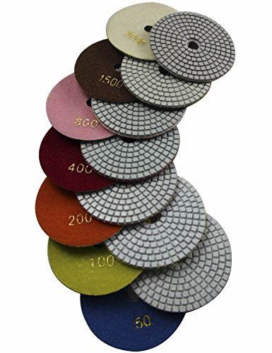 Konfor 7 Pcs Wet 4" Diamond Polishing Pads Set For Granite Marble Concrete Stone Polish