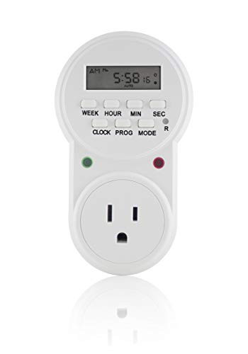 MIYAKO 24/7 Digital Programmable Timer Indoor Plug-in Grounded Electric Outlet 1 Minute Intervals (SC-804D)