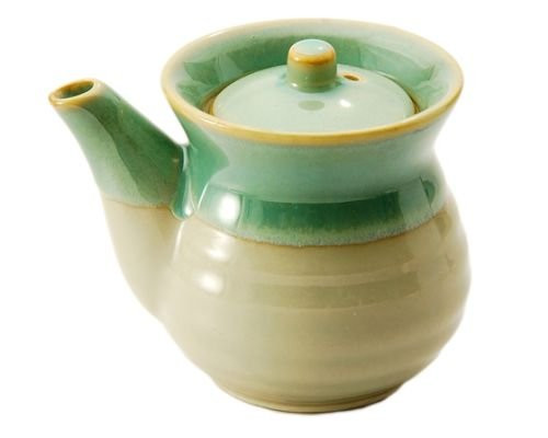 Traditional Japanese Style Soy Sauce Shoyu Dispenser With Round Lid Capacity 9 oz Handcrafted in Japan (Beige/Green)