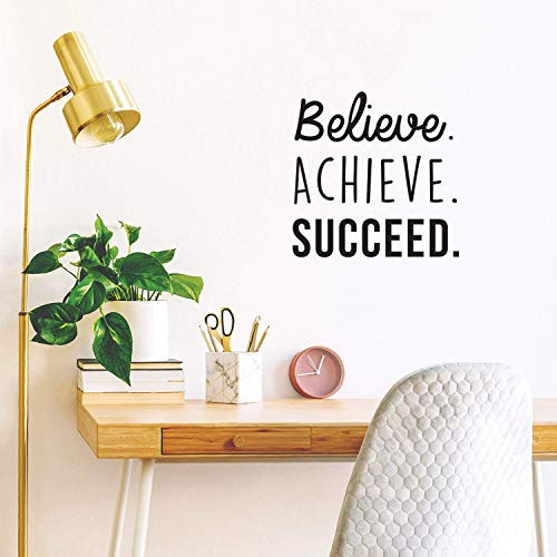 Vinyl Wall Art Decal - Believe Achieve Succeed - 17" x 17" - Modern Positive Motivational Quote for Home Bedroom Living Room Office Workplace Store Sc Vinyl Wall Art Decal - Believe Achieve Succeed - 17" x 17" - Modern Positive Motivational Quote for Home Bedroom Living Room Office Workplace Store Sc
